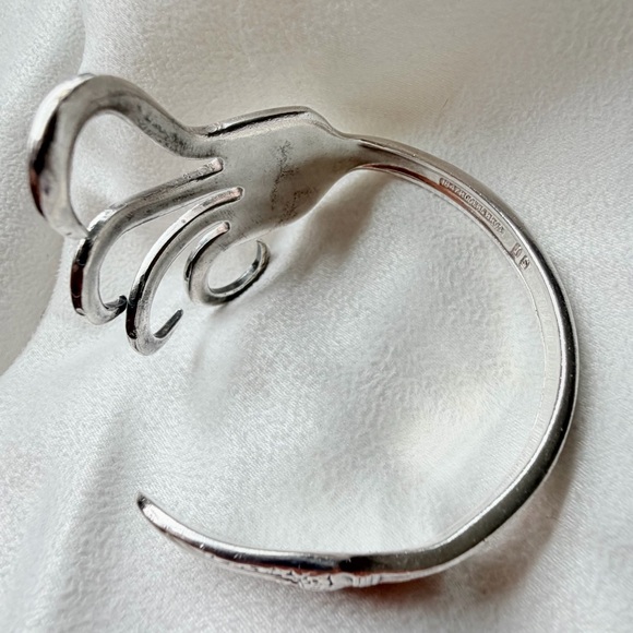 Sterling Silver Plate Sculptural Fork-Form First Love Coachella Cuff Bracelet - Picture 4 of 16